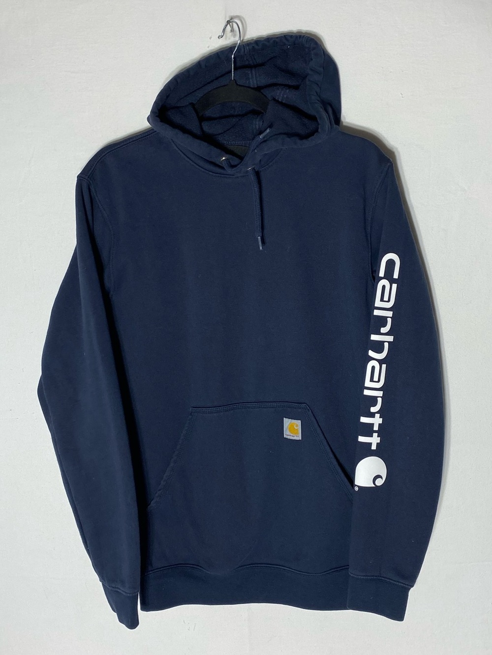 Carhartt Navy Blue Loose Fit Midweight Logo Pullover Hoodie S Workwear Utility